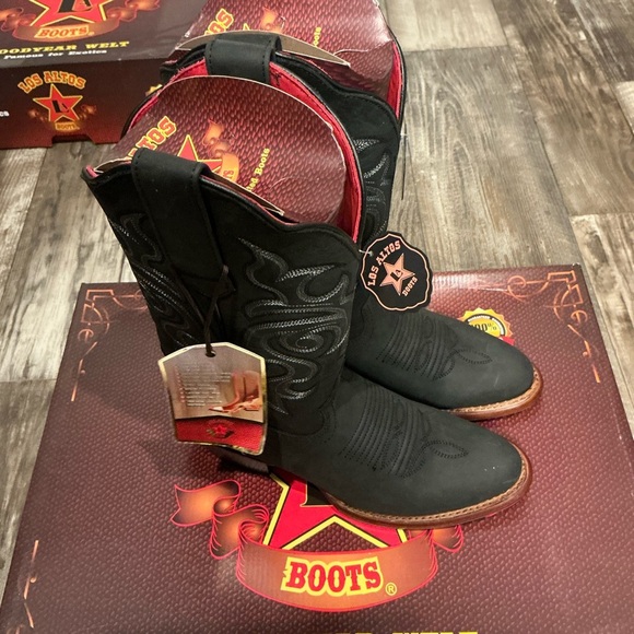 Los Altos Women’s Leather Black Cowboy Boots Size 6.5 - Picture 14 of 16